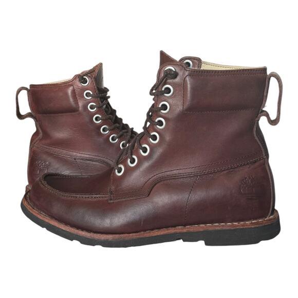 Timberland - Earthkeepers Moc toe Leather Brown Plum Boots size 8 - Picture 1 of 14